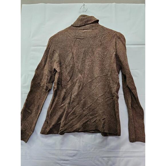 Deane and White Lambswool Argyle Turtleneck Sweater Brown Medium Hole Flaw - Picture 5 of 5